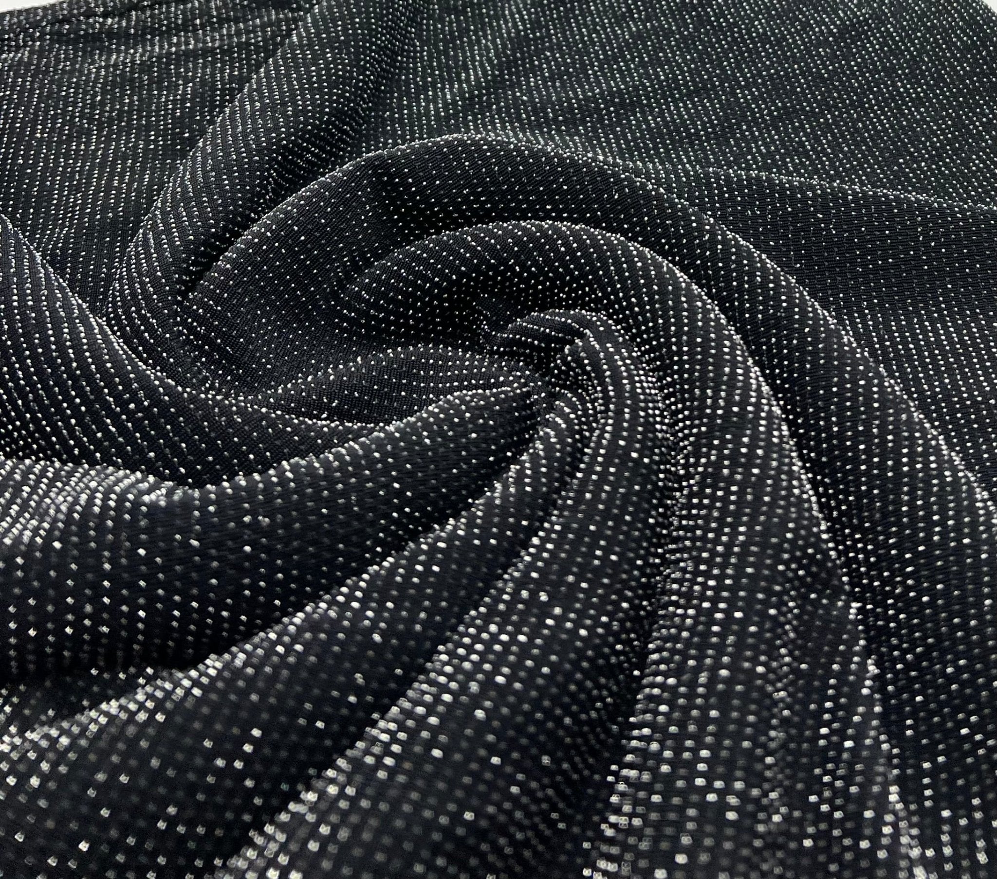 Silver Thread Detail Black Lurex Sparkle Metallic Stretch Knit Fabric - T9 Fabrics